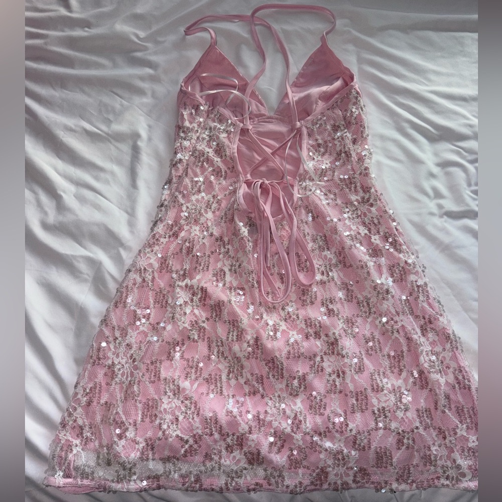 Princess Polly Disco Lace Sequin Lace Mini Dress - Picture 9 of 9